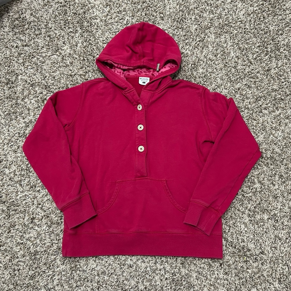 Columbia Pink Pullover Hoodie Sweater Women’s Size L Gently